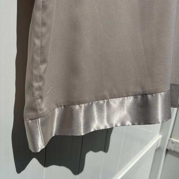 BCBGMAXAZRIA Long Sleeve Asymmetrical Yoke, Pleats, Tie Nape Beige Blouse | XL - Picture 5 of 10
